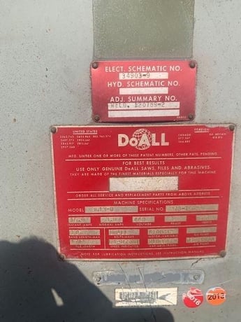 35.5" x 13" DoAll #3613-0, vertical bandsaw, 1" x 175" blade, 50-5200 FPM, blade welder, S/N 278-75628 - Image 9