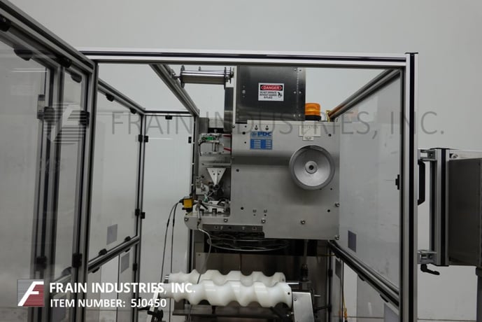 PDC #75-ERL, automatic electronic regis, tamper evident neck bander, 50-225 CPM, mounted on 4 leg frame with - Image 2