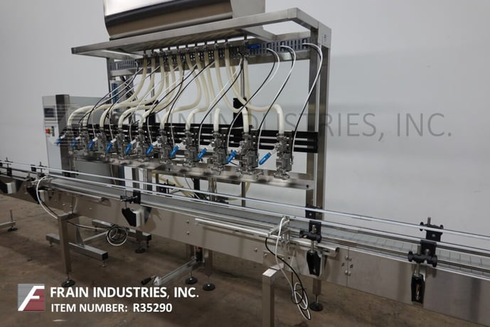 E-Pak, automatic, inline, 10 head, Stainless Steel, time based gravity filler, 1 oz to 5 gallon, mounted on - Image 2