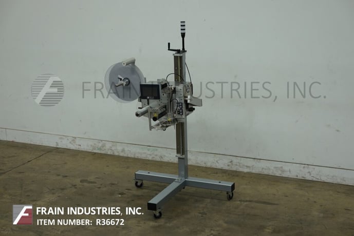 Label-Aire #3114TS, pressure sensitive, blow tamp spot labeler, control with touch screen HMI, mounted on - Image 1