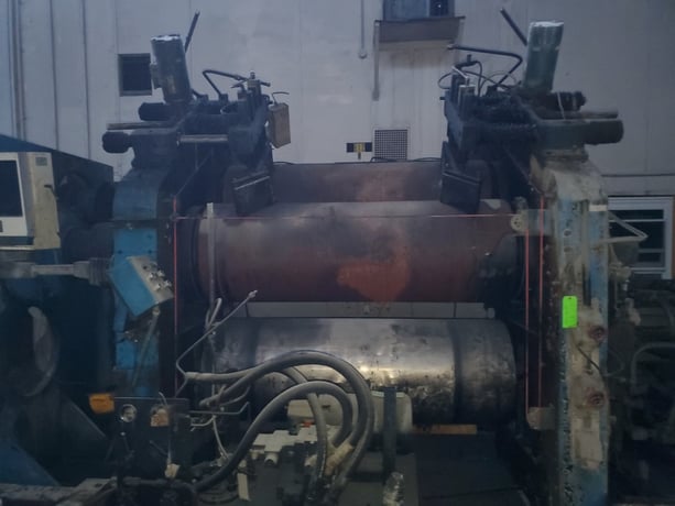 24" x 68" Akron Steel Fabricators, 2-roll calender, 200 HP, pneumatic stock guides - Image 4