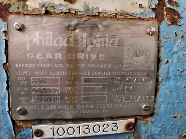 150 HP @ 1750 RPM input, 37 RPM output, Philadelphia gearbox reducer, 47.10 :1 ratio - Image 3