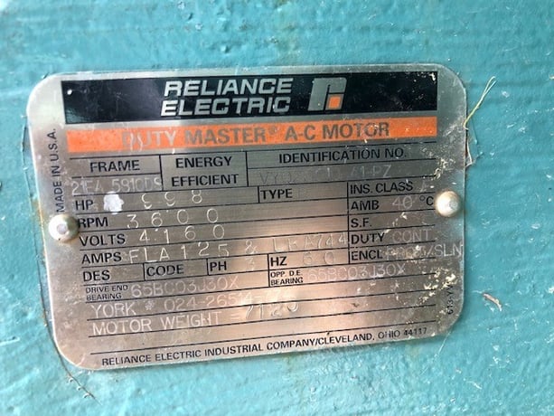 998 HP 3600 RPM York /Reliance, Frame 5810DS, weather protected enclosure type 2, BB, 2300/4160 Volts - Image 5