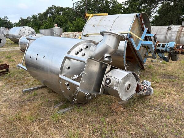 350 gallon Lee #350U9MS, Stainless Steel jacketed mix tank, 125 psi, dish top, 1994 - Image 1