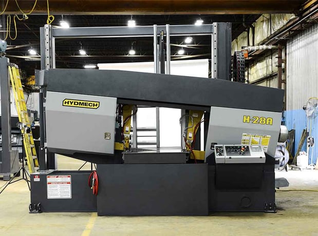 28" x 28" Hyd-Mech #H-28A, horizontal band saw, 2" x 25' band, 10 HP, coolant system, automatic feed - Image 1