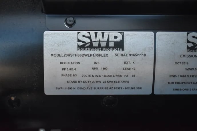 20 KW SWP #GS25, diesel, sound attenuated enclosure, on trailer, 240/208/480 Volts, 250 hours, 2018, on rent - Image 7