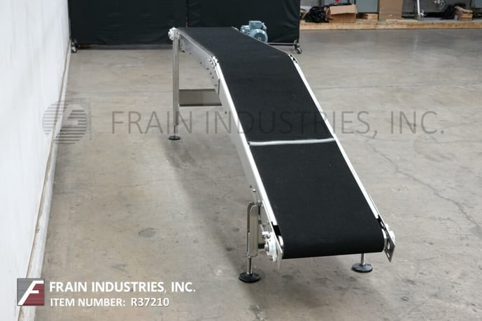 18" wide, BMI / Benda Mfg, Stainless Steel inclined conveyor, 36" discharge, mounted on 4 leg Stainless Steel - Image 2