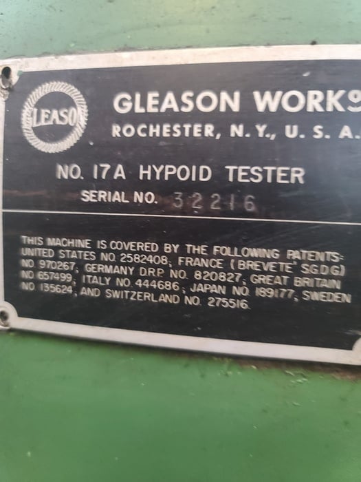 Gleason #17A, universal hypoid gear tester, 20" dia., excellent condition, serial #32216 - Image 7