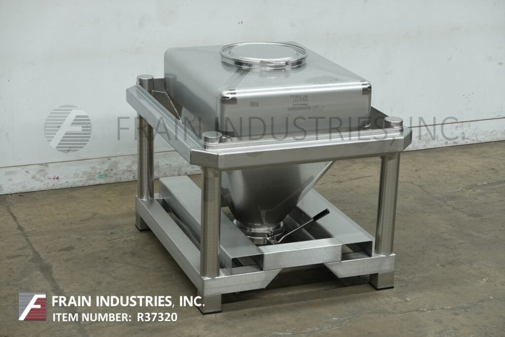 Tote Systems #500L, 500 liter 316 Stainless Steel tote/bin, 32" wide x 40" long x 40" dee, mounted on heavy - Image 1