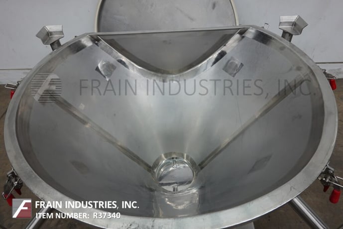 Custom Powder Systems, 336 liter 316 Stainless Steel tote/bin, 46" ID x 30" deep vessel, mounted on heavy - Image 2