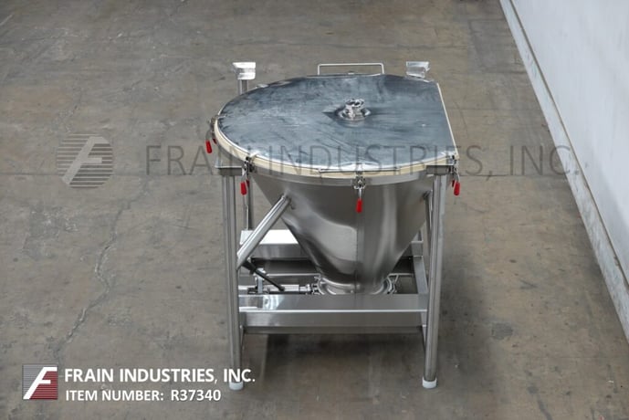 Custom Powder Systems, 336 liter 316 Stainless Steel tote/bin, 46" ID x 30" deep vessel, mounted on heavy - Image 3