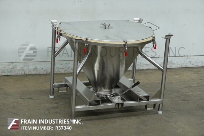 Custom Powder Systems, 336 liter 316 Stainless Steel tote/bin, 46" ID x 30" deep vessel, mounted on heavy - Image 5