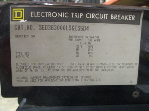 3000 Amps, Square D, SED363000LSGES5D4, 600 VAC, electrically operated, LSIG - Image 2