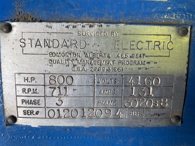 800 HP 720 RPM Siemens-allis, Frame 3020S8, Drip-Proof Ball Bearing, 4160 Volts - Image 3