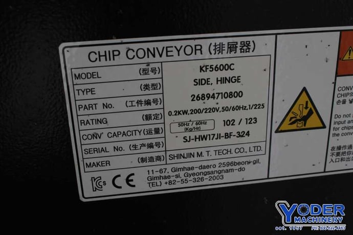 9" x 84" ShinJin MT Tech #KFC5600C, inclined chip conveyor, side hinge, 1/4 HP, #75472 - Image 8