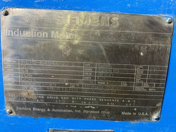 300 HP 720 RPM Siemens, Frame 588US, WPIBB, 4000 Volts - Image 4