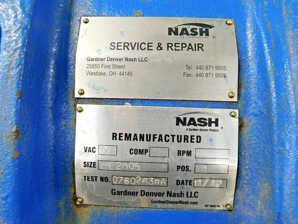 Nash #CL-2005/CL-2002, vacuum pump, rebuilt 2017 lightly used - Image 7