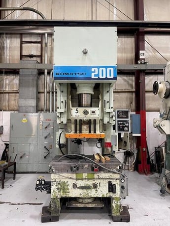 200 Ton, Komatsu #OBS200-3, single point gap press, 9.84" stroke, 18.90" Shut Height, 25-50 VSPM, 1990 - Image 1