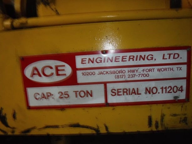 25 Ton, Ace top running double grider trolley hoist, 25' lift, 6' 0" trolley gauge, 2' 9-1/2" overhead - Image 4