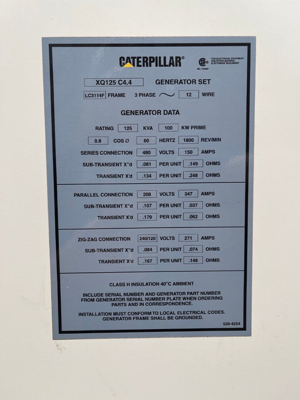 125 KW Caterpillar #XQ125, Trailer Mounted, sound attenuated enclosure, 120/240/208/277/480 Volts, 7421 - Image 7