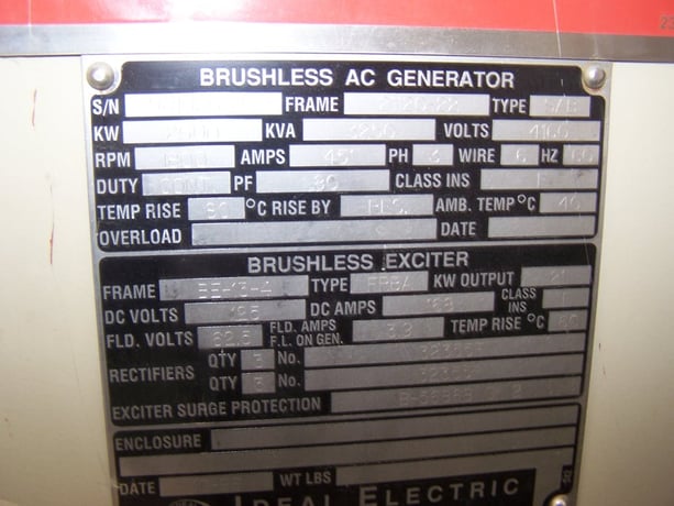 2600 KW, 1800 RPM, Ideal, 3250 kva, 4160 Volts, 3ph, New Surplus - Image 1