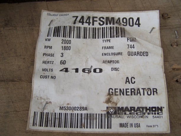 2000 KW, 1800 RPM, Marathon, Magna Max #744FSM4904, 2500 KVA, 4160 Volts - Image 3