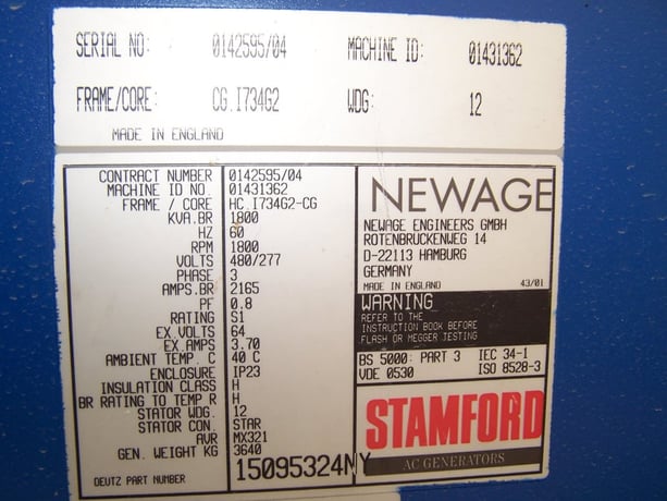 1800 KVA, 1800 RPM, Stamford, Generator End, 480/277 Volts, New - Image 2