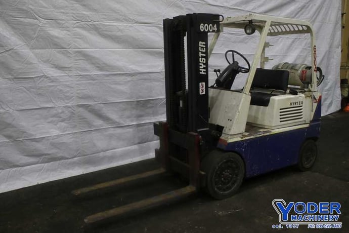 5000 lb. Hyster, LP gas forklift, 112" lift height, 46" x5"forks, 2 stage mast,,#75154 - Image 2