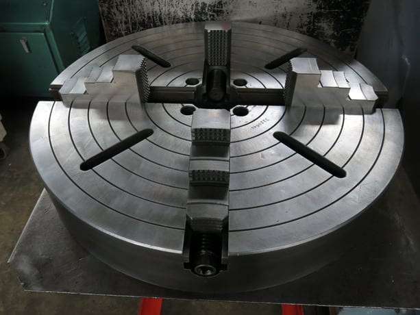 24" Amestra, 4 Jaw Lathe Chuck, Plain Back Hollow Chuck, 3 7/8 thick, 3 3/8 hole, 4 11/16 Center to Center - Image 2