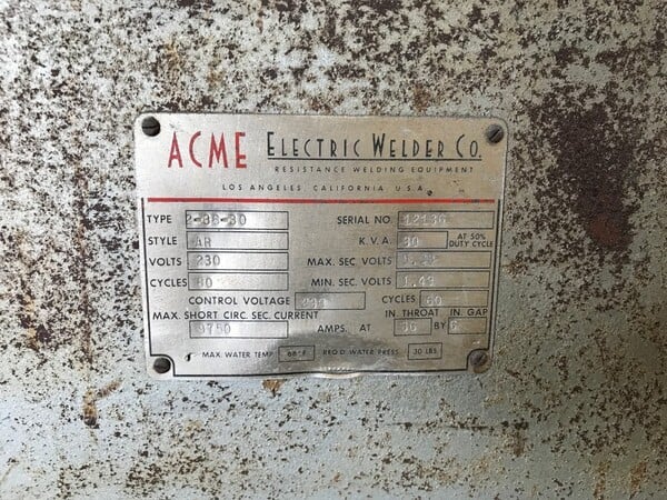 30 KVA Acme #2-36-30, 230 V., 25" throat, 4" bore - Image 5