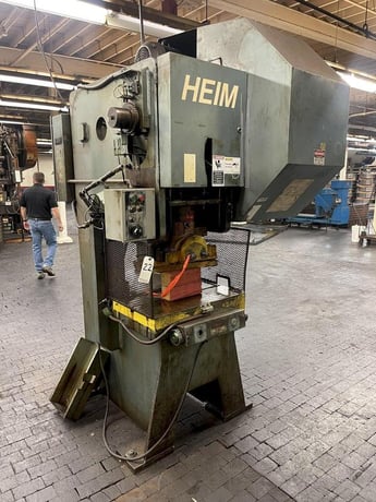 55 Ton, Heim #5G, gap frame press, 28" x 18" bed, 4" stroke, 10-1/2 shut height, 4" slide, air clutch & - Image 1