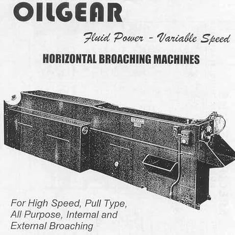 25 Ton x 120" stroke, Oilgear #XL-50Bx120, horizontal broach, 15-30 FPM, 11" diameter hole, 40 HP, 1953 - Image 6