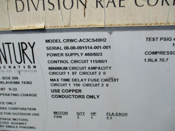 400 Ton, Century #CRWC-AC3CS40H2, chiller, air cooled, water cooled - Image 4