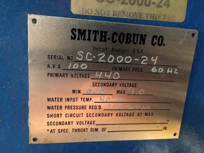 100 KVA Smith-Cobun #SC-2000-24, projection welder, air over oil, 440/460/480 V., 1 phase - Image 6