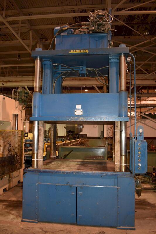 250 Ton, Hannifin, 4-post hydraulic press, 30" stroke, 35" daylight, 78" x 62" bed - Image 1