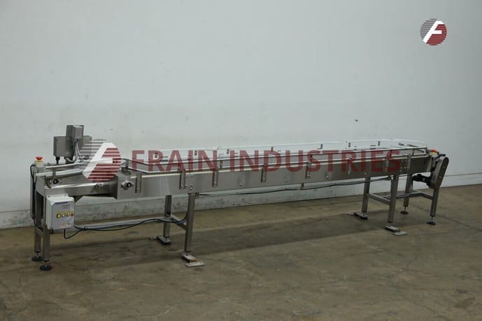 4-1/2" width x 194" L Stainless Steel, table top belt accumulation conveyor, control panel with vari-speed - Image 1