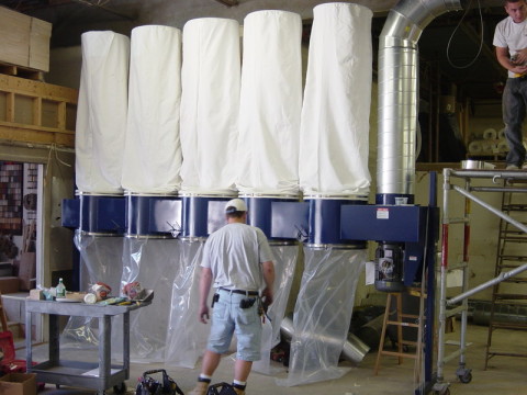 9800 cfm Dust Technology #DT-250, modular dust collector, 25 HP, 5 upper cloth filter bags, 5 lower plastic - Image 1