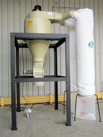 6400 cfm Extrema #DCY-1000-TYPHOON, cyclone dust collector, 2 fabric filter bags, 10 HP, 16" steel blower - Image 1