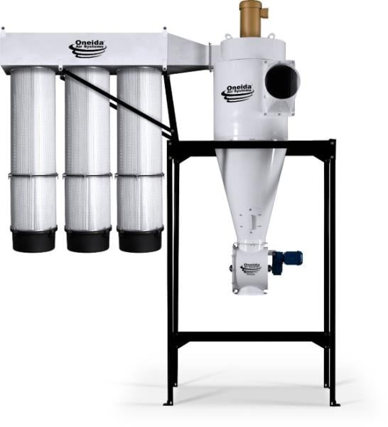 3800 cfm Oneida Air Systems #XXK10, cyclone dust collector, with after-filter plenum, 10 HP, 12-gauge cyclone - Image 1