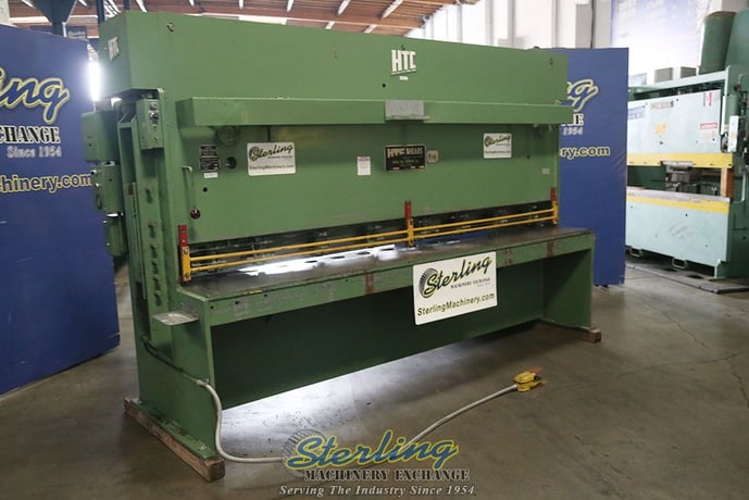 1/4" x 10' HTC #250-10A, 1" x3" x124" blade, 9 holddown, 36" front operated power back gauge w/ indicator - Image 3