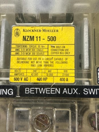 400 Amps, Klockner-Moeller #NZM-12-500, Circuit Breaker - Image 3