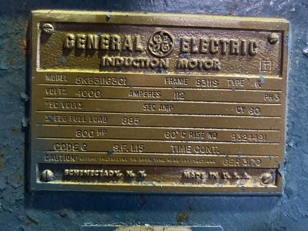 800 HP 900 RPM General Electric, Frame 8311S, WPIIBB, 4000 Volts (2 available) - Image 3