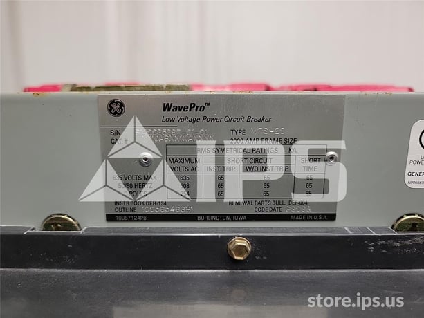 2000 Amps GE Wps-20 Mo/do W11jabnx1xaxxxx 120 Volts AC Shunt Trip, Mvt Plus Lsg, 2000 Amps Ct, 2000 Amps Rp - Image 5
