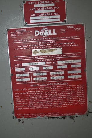 36" x 13" DoAll #36B-O, vertical bandsaw, 50-5200 RPM, 3/4" x 175" blade - Image 8