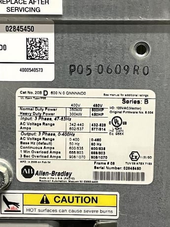450/500 HP Allen-Bradley PowerFlex, 20BD600N0QNNNND0, 480 Volts, N1, unused surplus - Image 5