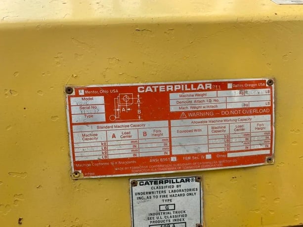 8000 lb. Caterpillar #V80C, forklift truck, 146" reach, 24" load center, 2-stage mast, S/N 315832 - Image 8