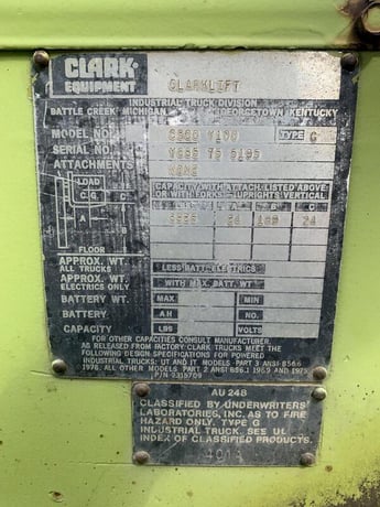 8925 lb. Clark #C500-Y100, forklift truck, 189" reach, 2-stage mast, 24" load center,S/N Y685-75-5195 - Image 8