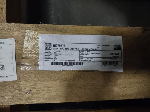 350 HP 1800 RPM Weg, Frame 5809/10, TEFC, ball, new, 4160 Volts - Image 1