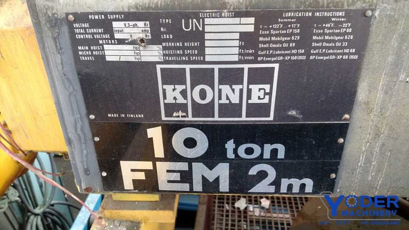 10 Ton, Kone, electric hoist, 33' working height, 16 & 5 FPM, 10 & 3.3 HP, #64650 - Image 7