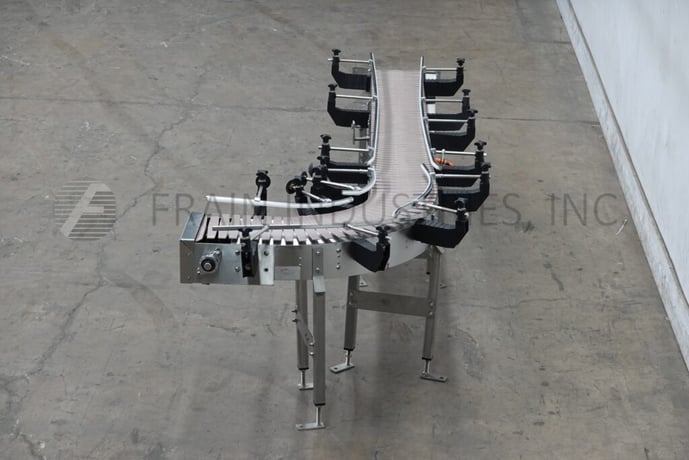 10" wide x 10.4' long, Keenline, Stainless Steel frame table top conveyor, 90° left hand turn, 1/2 HP drive - Image 4